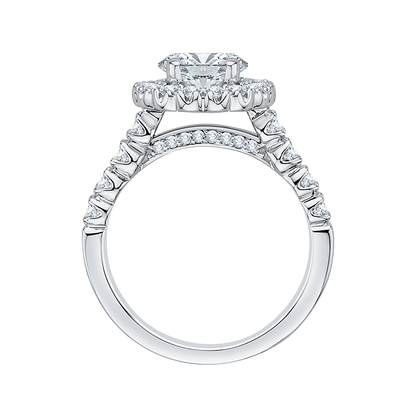 Round Diamond Halo Engagement Ring in 14K White Gold (Semi-Mount)