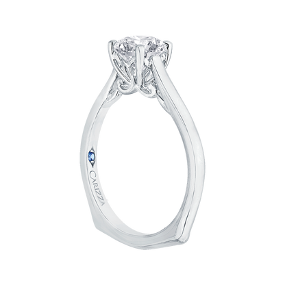14K White Gold Round Cut Diamond Solitaire Engagement Ring (Semi-Mount)