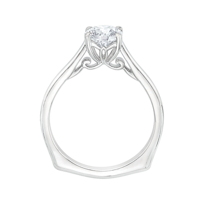 14K White Gold Round Cut Diamond Solitaire Engagement Ring (Semi-Mount)
