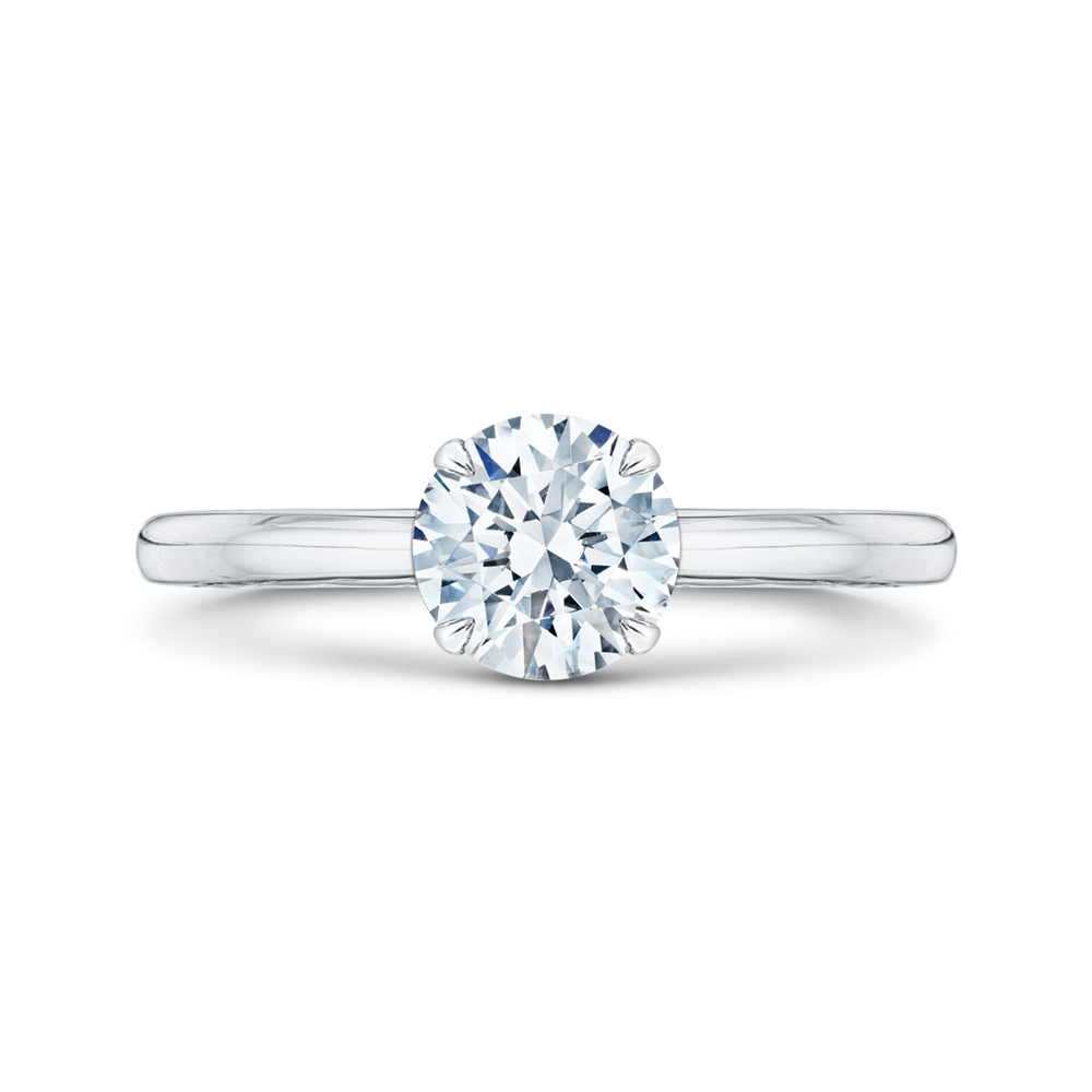 14K White Gold Round Cut Diamond Solitaire Engagement Ring (Semi-Mount)