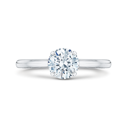 14K White Gold Round Cut Diamond Solitaire Engagement Ring (Semi-Mount)