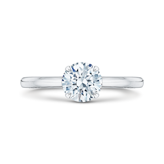 14K White Gold Round Cut Diamond Solitaire Engagement Ring (Semi-Mount)
