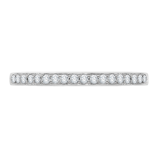 Euro Shank Round Diamond Half-Eternity Wedding Band In 14K White Gold