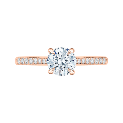 Diamond Solitaire with Accents Engagement Ring in 14K Rose Gold (Semi-Mount)