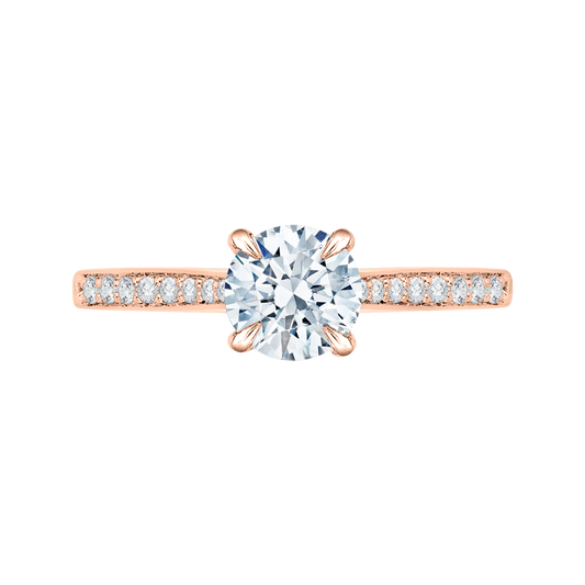 Diamond Solitaire with Accents Engagement Ring in 14K Rose Gold (Semi-Mount)