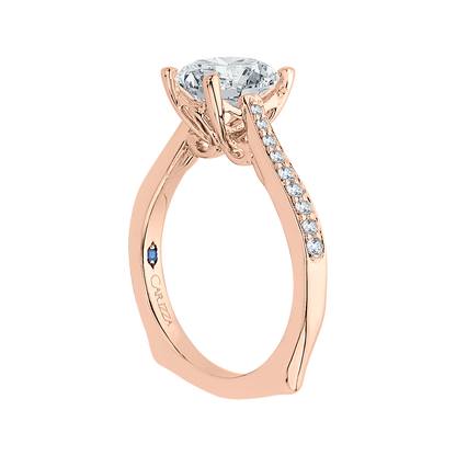 Diamond Solitaire with Accents Engagement Ring in 14K Rose Gold (Semi-Mount)