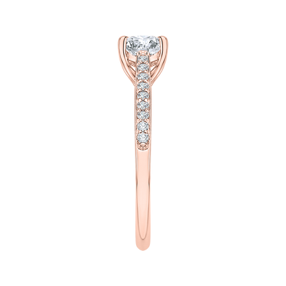 Diamond Solitaire with Accents Engagement Ring in 14K Rose Gold (Semi-Mount)