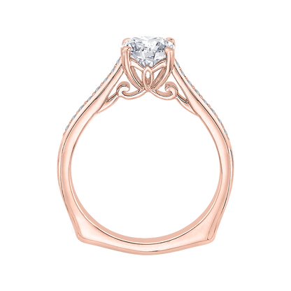 Diamond Solitaire with Accents Engagement Ring in 14K Rose Gold (Semi-Mount)