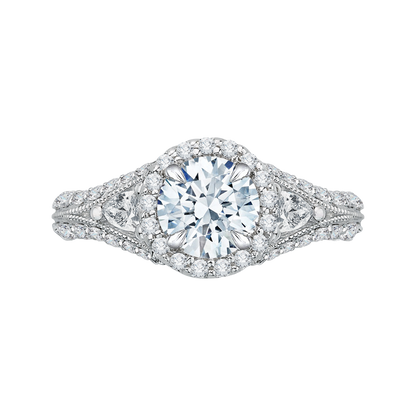 Split Shank Diamond Halo Engagement Ring in 14K White Gold (Semi-Mount)