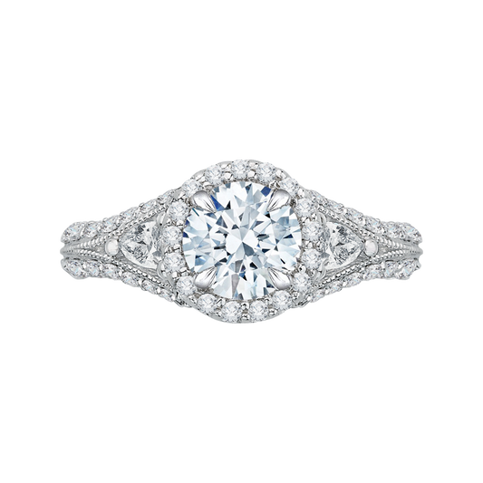 Split Shank Diamond Halo Engagement Ring in 14K White Gold (Semi-Mount)