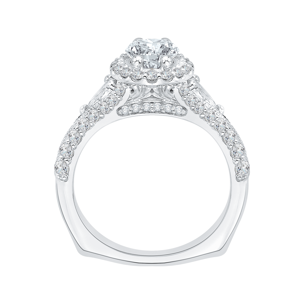 Split Shank Diamond Halo Engagement Ring in 14K White Gold (Semi-Mount)