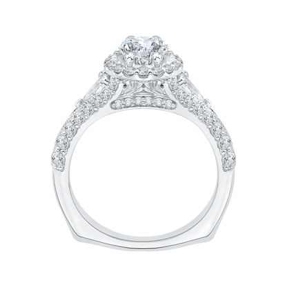 Split Shank Diamond Halo Engagement Ring in 14K White Gold (Semi-Mount)