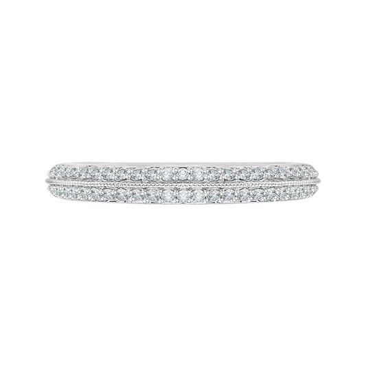 Euro Shank Two Row Diamond Wedding Band in 14K White Gold