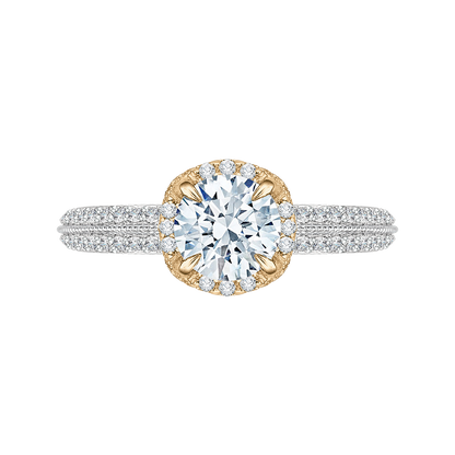 Euro Shank Round Diamond Engagement Ring in 14K Two-Tone Gold (Semi-Mount)