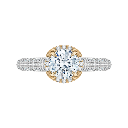 Euro Shank Round Diamond Engagement Ring in 14K Two-Tone Gold (Semi-Mount)