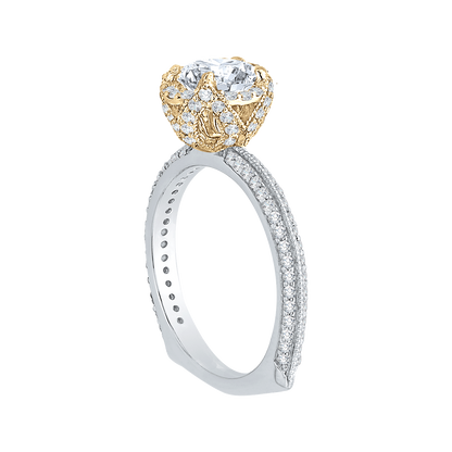 Euro Shank Round Diamond Engagement Ring in 14K Two-Tone Gold (Semi-Mount)