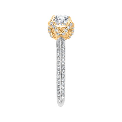 Euro Shank Round Diamond Engagement Ring in 14K Two-Tone Gold (Semi-Mount)