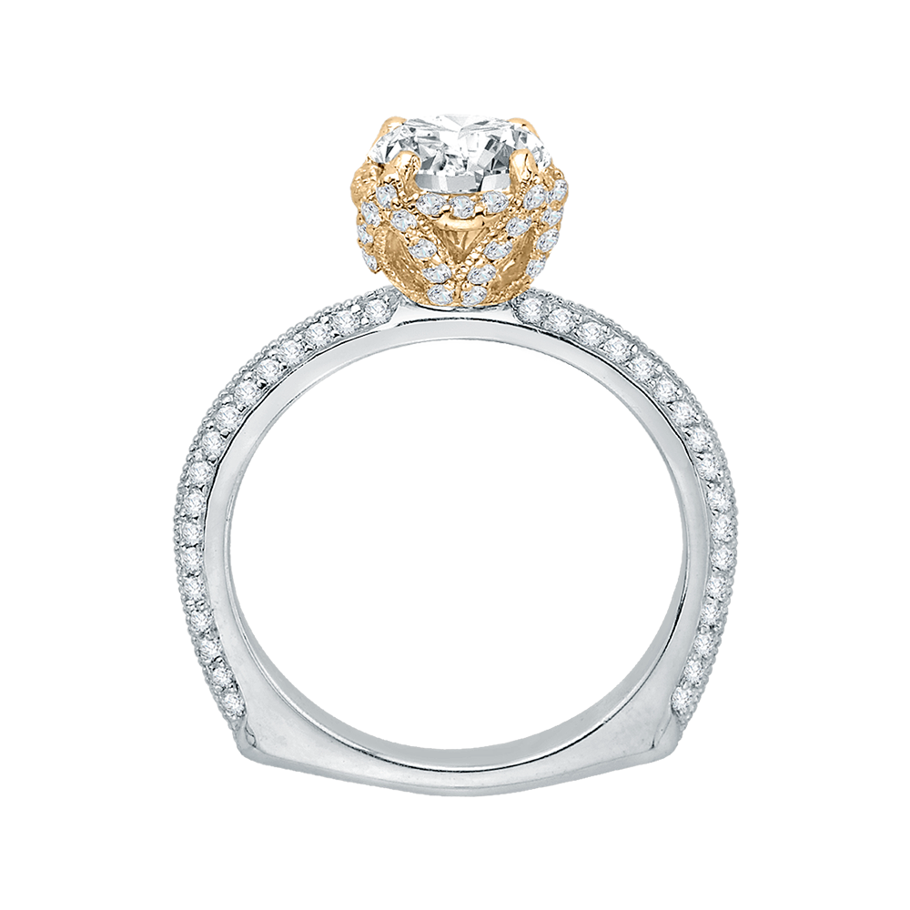 Euro Shank Round Diamond Engagement Ring in 14K Two-Tone Gold (Semi-Mount)