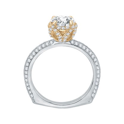 Euro Shank Round Diamond Engagement Ring in 14K Two-Tone Gold (Semi-Mount)