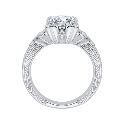 Diamond Vintage Engagement Ring In 14K White Gold (Semi-Mount)