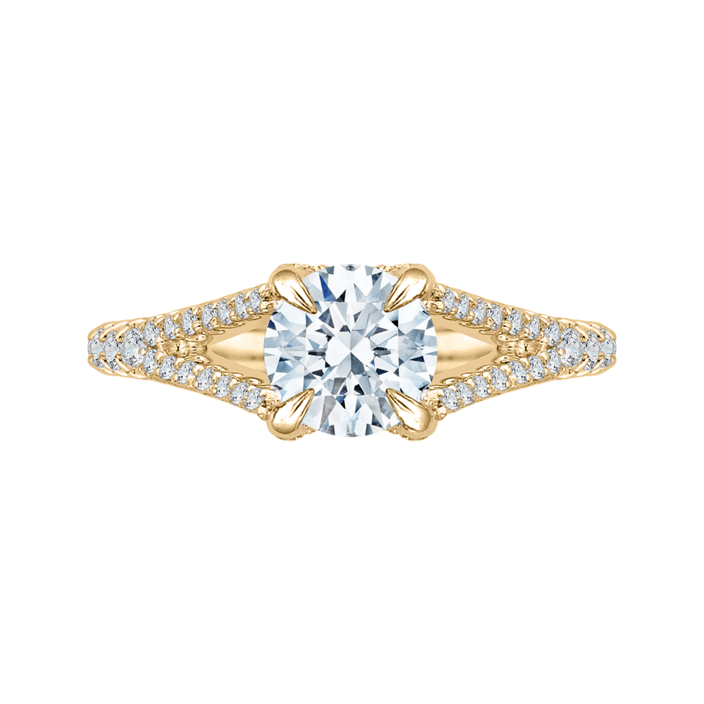 Split Shank Round Diamond Engagement Ring in 14K Yellow Gold (Semi-Mount)