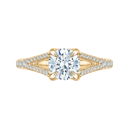 Split Shank Round Diamond Engagement Ring in 14K Yellow Gold (Semi-Mount)