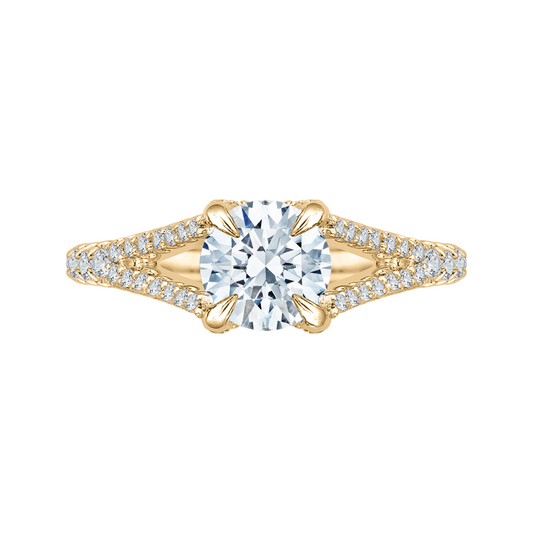 Split Shank Round Diamond Engagement Ring in 14K Yellow Gold (Semi-Mount)