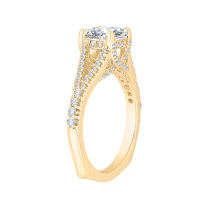 Split Shank Round Diamond Engagement Ring in 14K Yellow Gold (Semi-Mount)