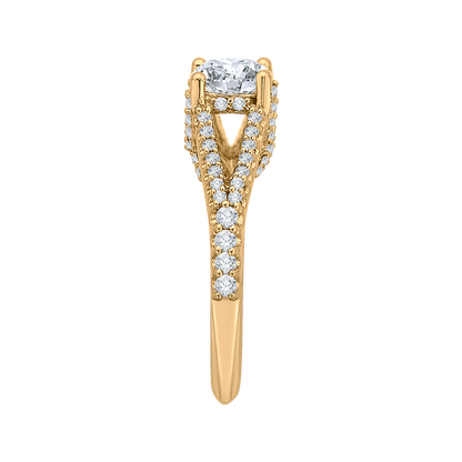 Split Shank Round Diamond Engagement Ring in 14K Yellow Gold (Semi-Mount)