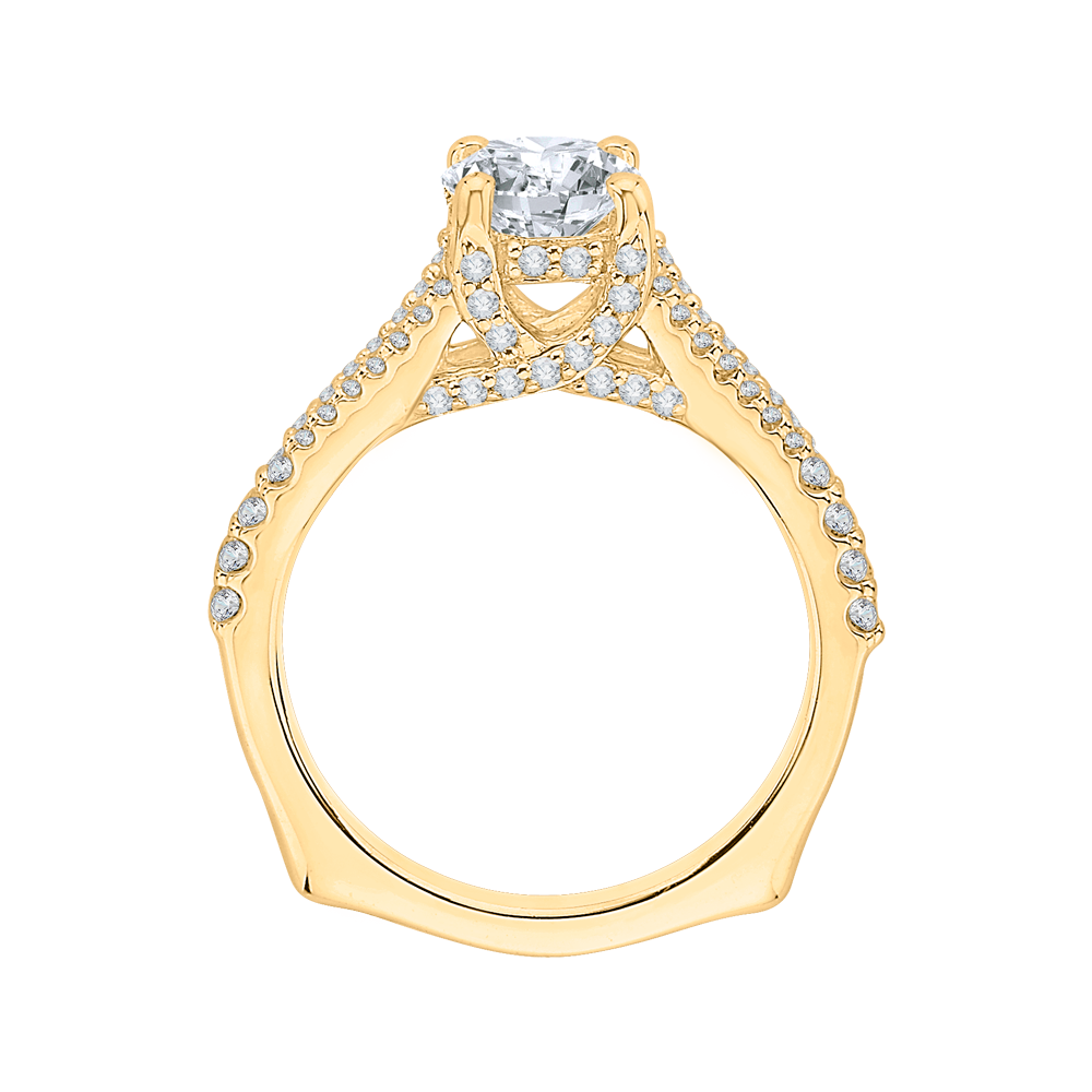 Split Shank Round Diamond Engagement Ring in 14K Yellow Gold (Semi-Mount)