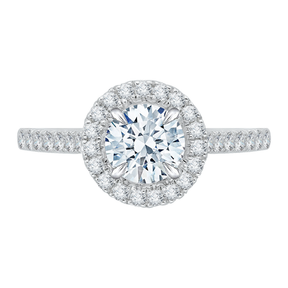 14K Two-Tone Gold Round Cut Diamond Halo Engagement Ring (Semi-Mount)