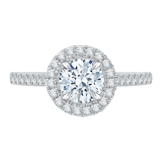 14K Two-Tone Gold Round Cut Diamond Halo Engagement Ring (Semi-Mount)