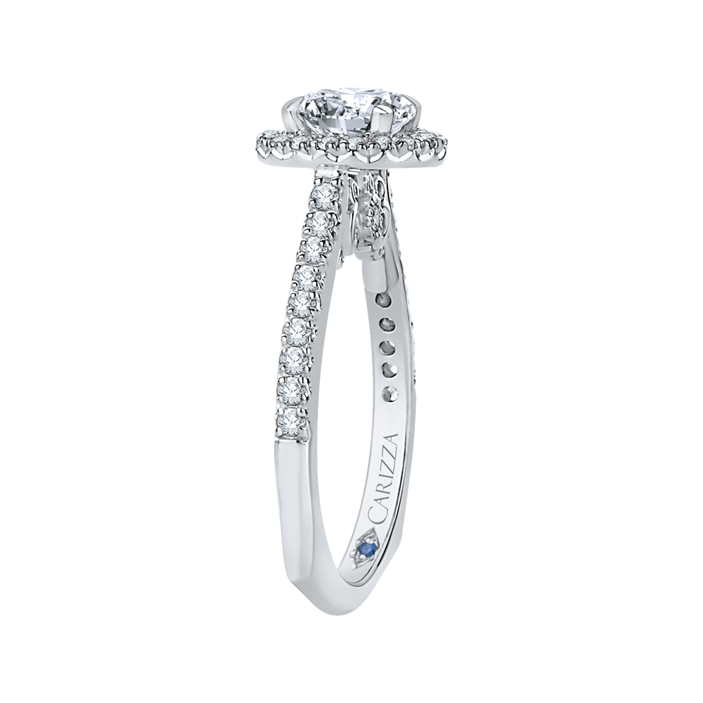 Prong Set Diamond Halo Engagement Ring in 14K White Gold (Semi-Mount)