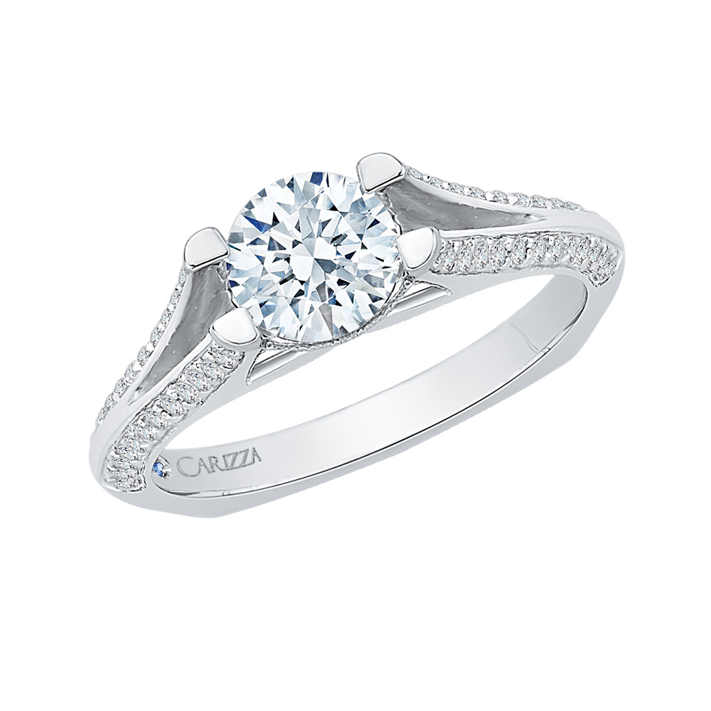 Split Shank Diamond Engagement Ring in 14K White Gold (Semi-Mount)