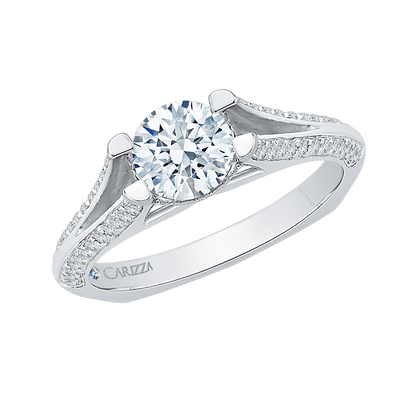 Split Shank Diamond Engagement Ring in 14K White Gold (Semi-Mount)