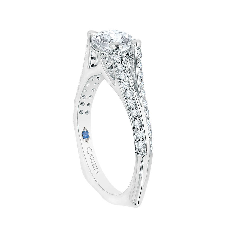 Split Shank Diamond Engagement Ring in 14K White Gold (Semi-Mount)