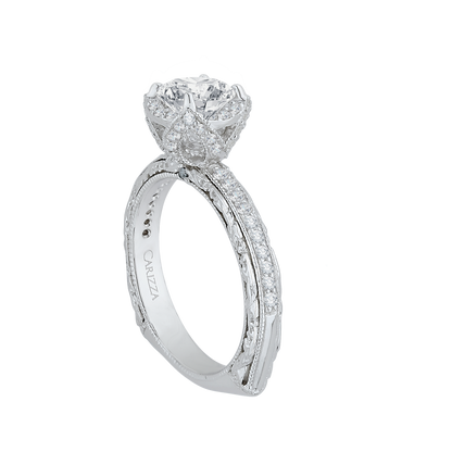 Euro Shank Diamond Engagement Ring in 14K White Gold (Semi-Mount)