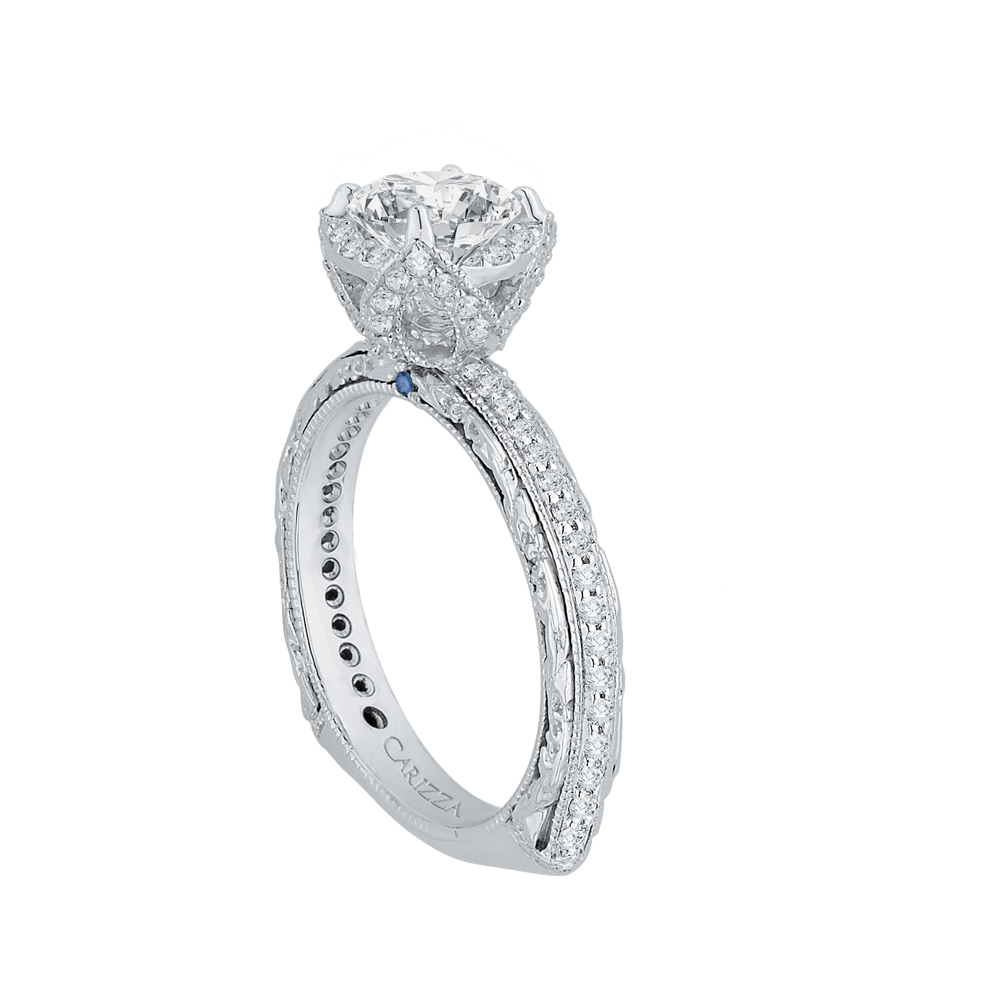 Euro Shank Diamond Engagement Ring in 14K White Gold (Semi-Mount)