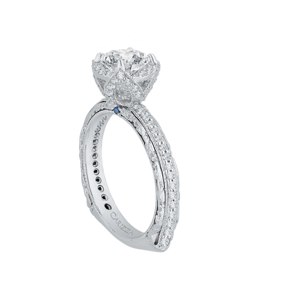 Euro Shank Diamond Engagement Ring in 14K White Gold (Semi-Mount)