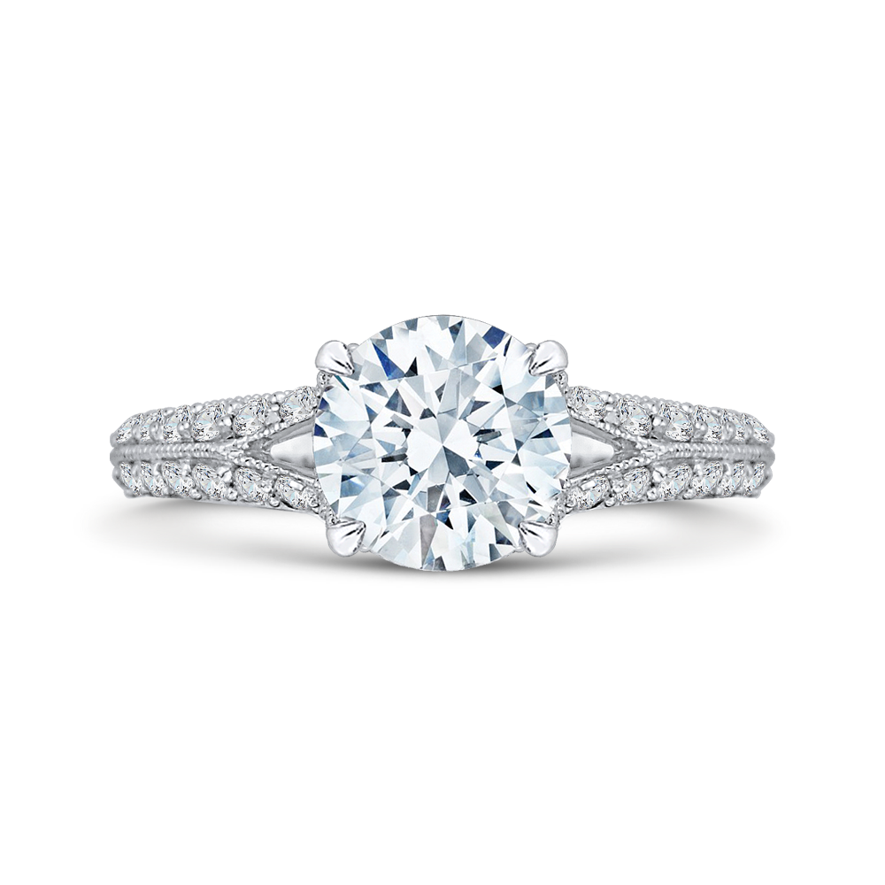 Split Shank Round Diamond Engagement Ring in 14K White Gold (Semi-Mount)