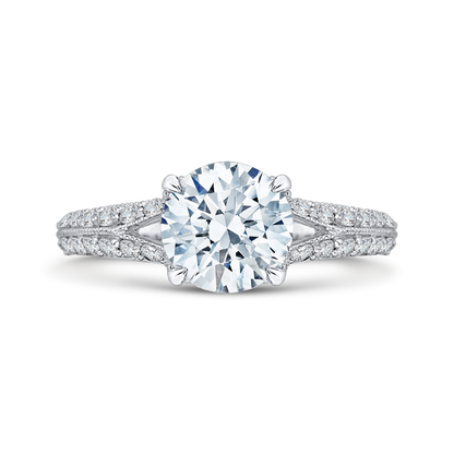 Split Shank Round Diamond Engagement Ring in 14K White Gold (Semi-Mount)