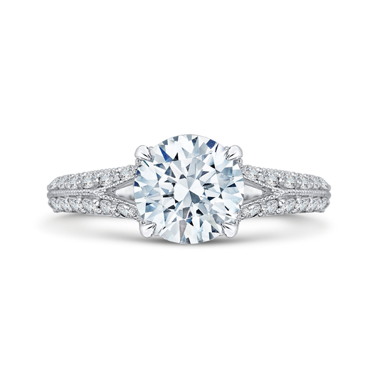 Split Shank Round Diamond Engagement Ring in 14K White Gold (Semi-Mount)