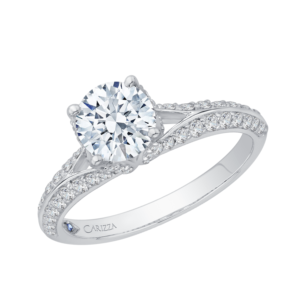 Split Shank Round Diamond Engagement Ring in 14K White Gold (Semi-Mount)