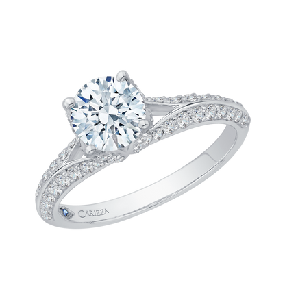 Split Shank Round Diamond Engagement Ring in 14K White Gold (Semi-Mount)