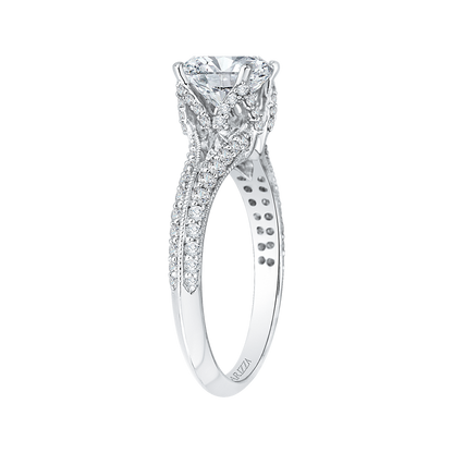 Split Shank Round Diamond Engagement Ring in 14K White Gold (Semi-Mount)