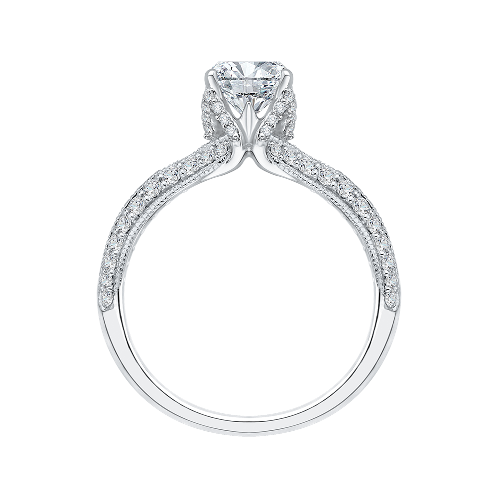 Split Shank Round Diamond Engagement Ring in 14K White Gold (Semi-Mount)