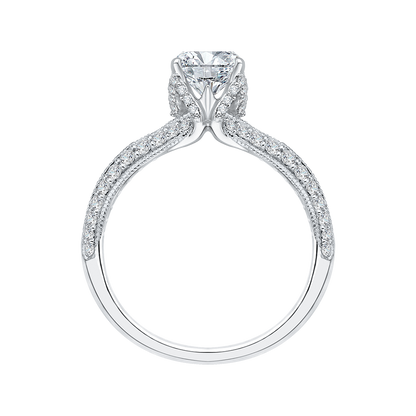 Split Shank Round Diamond Engagement Ring in 14K White Gold (Semi-Mount)