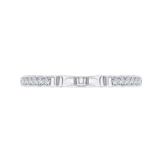 Euro Shank Round Diamond Wedding Band in 14K White Gold