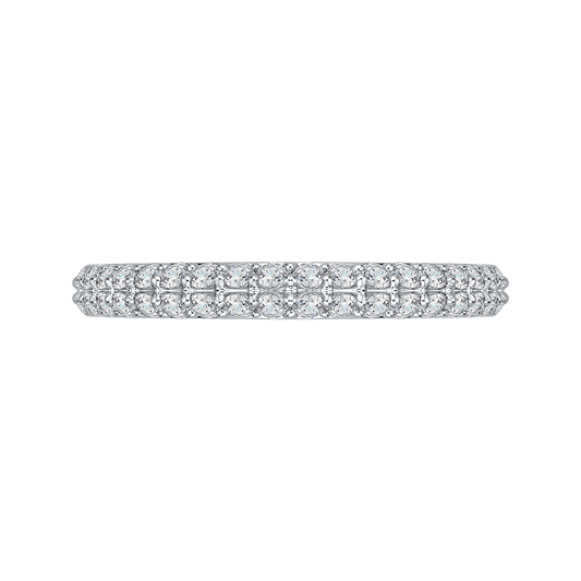 Euro Shank Round Diamond Wedding Band in 14K White Gold
