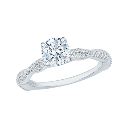 14K White Gold Round Diamond Engagement Ring (Semi-Mount)